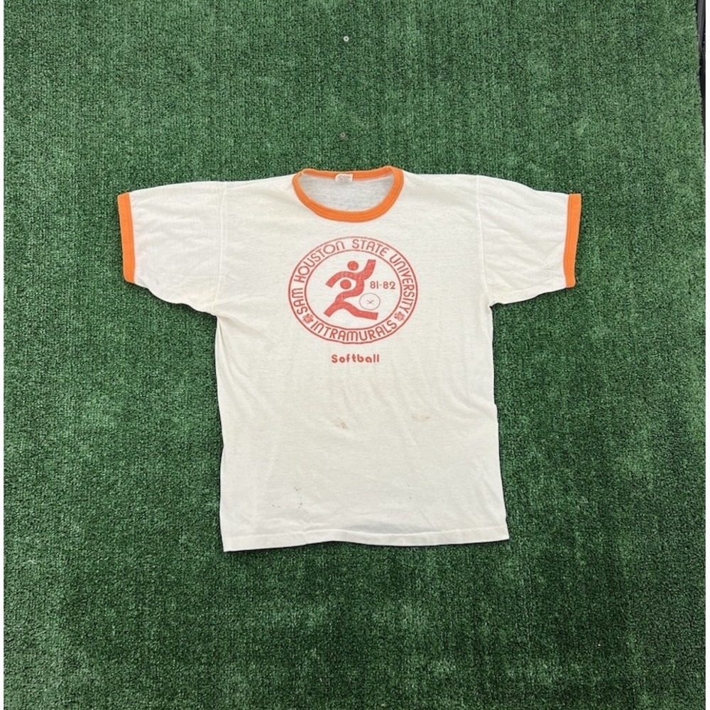 Rare Vintage 80's Russell Athletic Sam Houston State University Ringer Tee Med